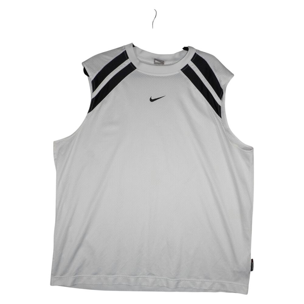 Nike Dri-FIT Sleeveless Athletic Tank White Black Stripe Mesh Mens XXL